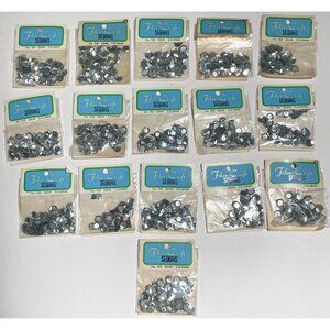 Vintage Sequins Lot of 16 Packages Silver 10mm Fibre-Craft 959 Sparkle Crafting